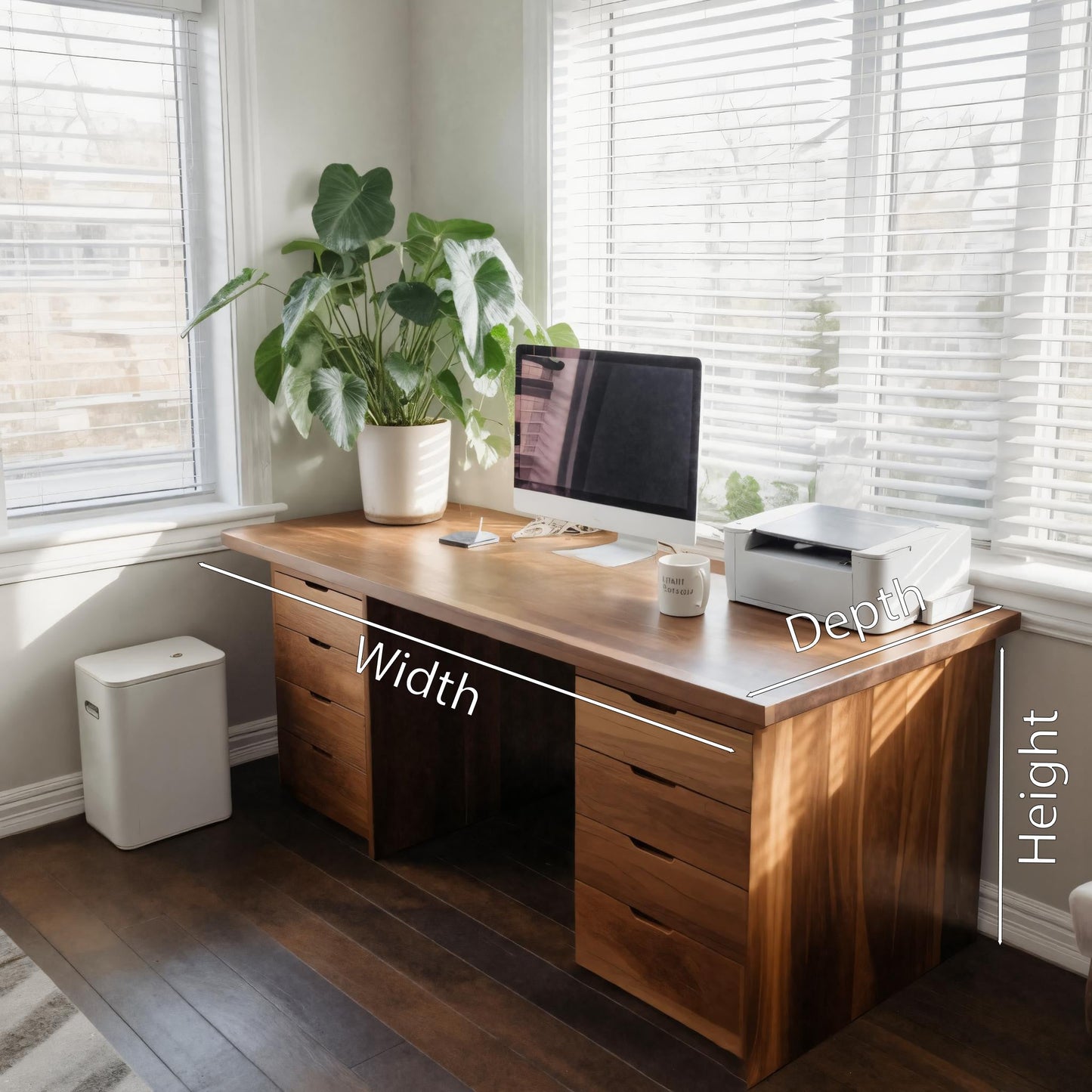 Modern Desk With Multiple Drawers For Home Office