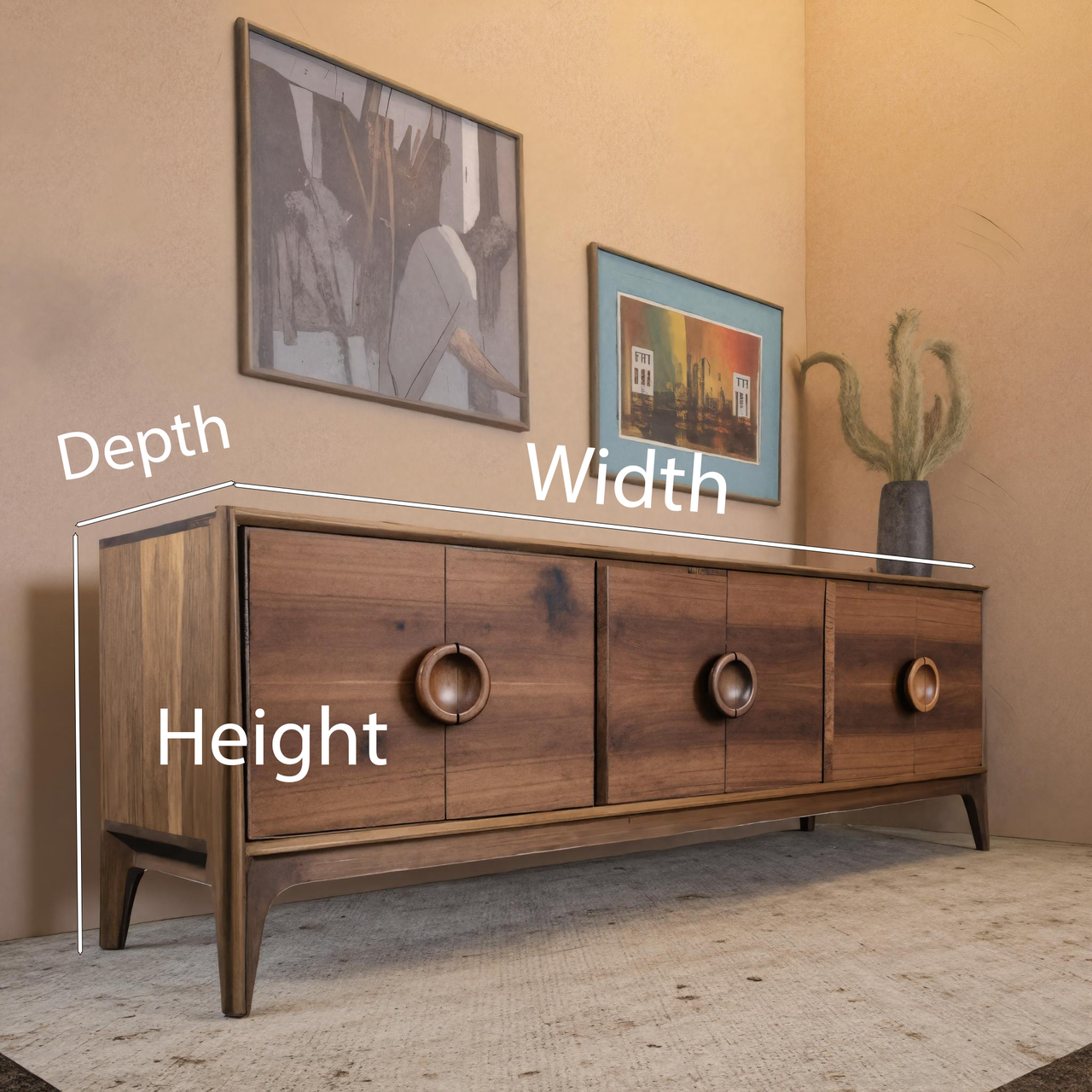 Mid Century Circular Sideboard For Living Room