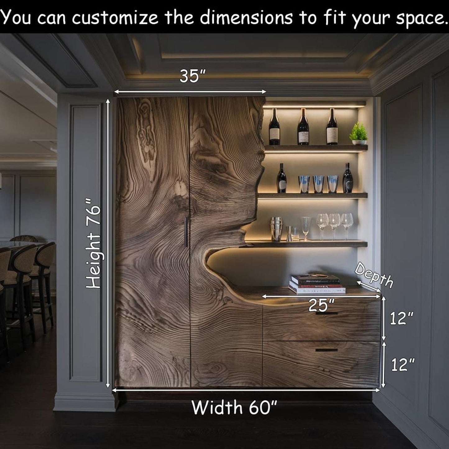 Modern Bar Cabinet With Wine Storage For Dining Room