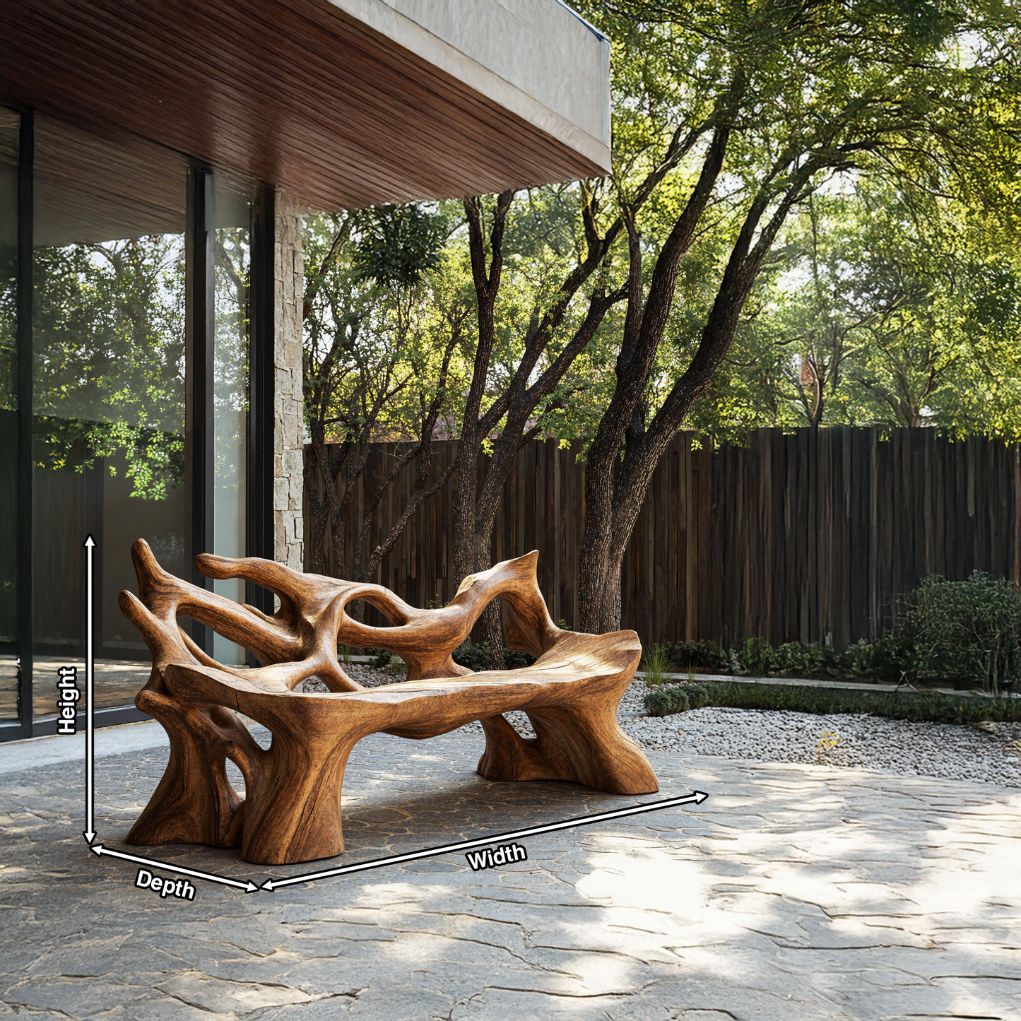 Farmhouse Wooden Bench For Weather Resistant Patio Decor