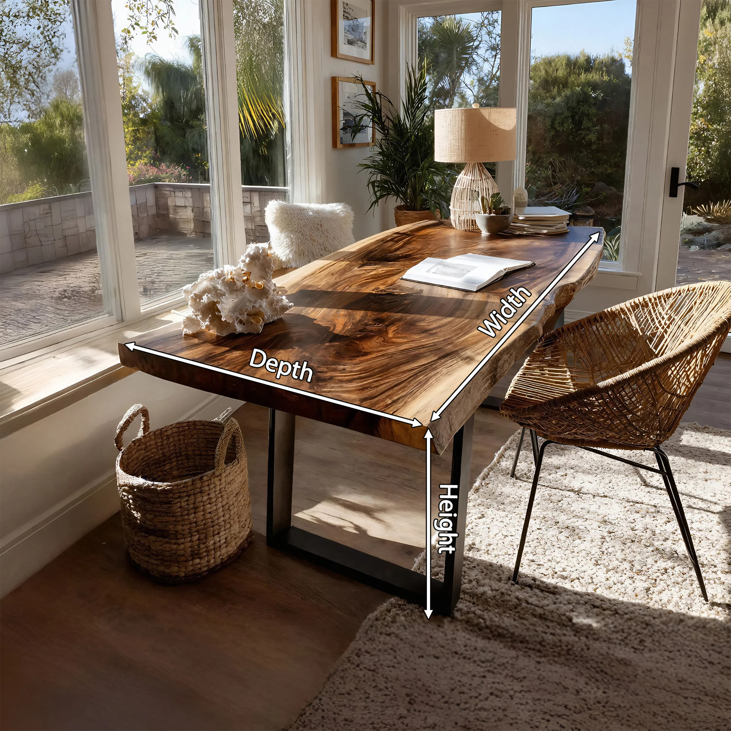 Modern Wooden Live Edge Desk For Bedroom Design