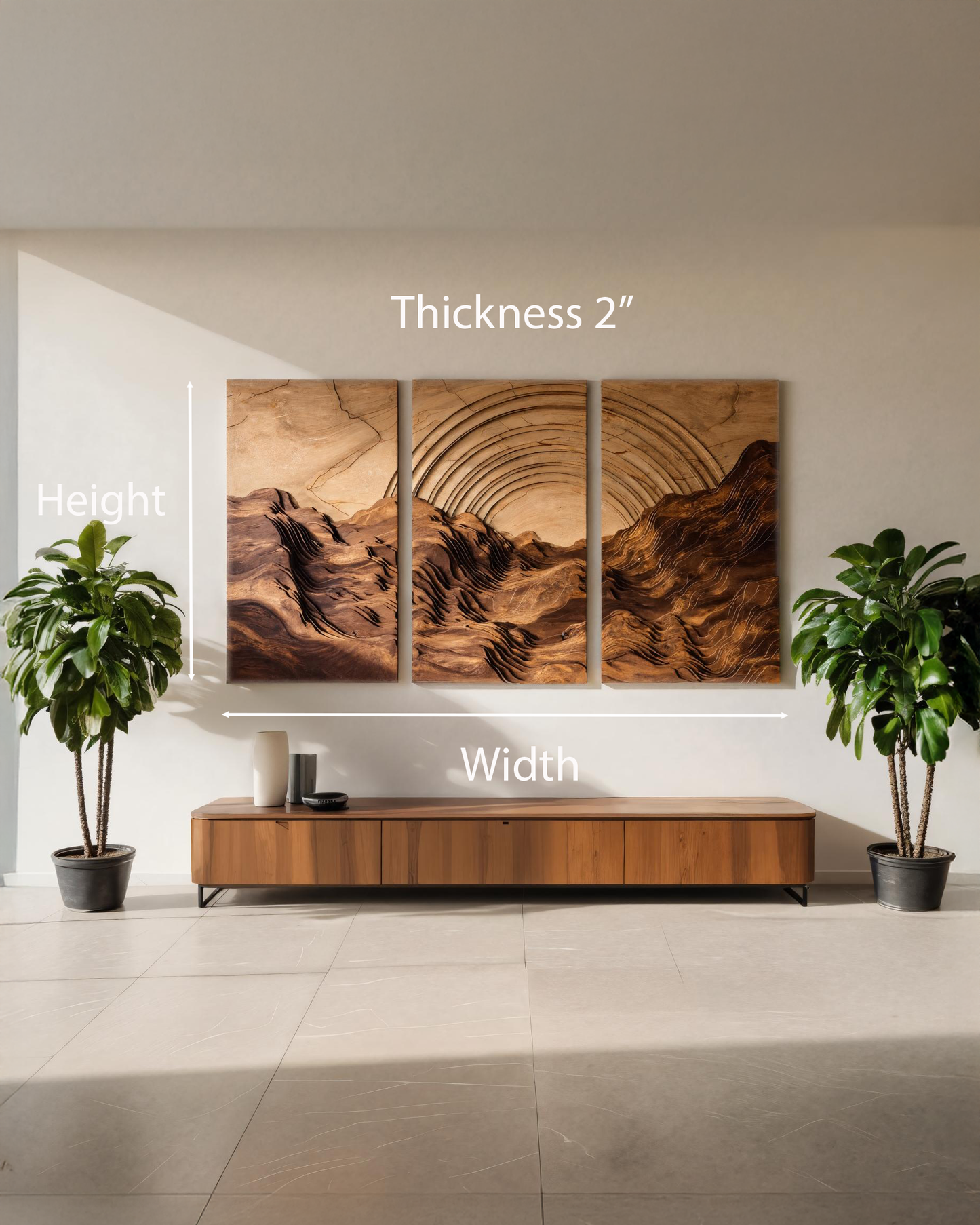 Set Sculptural Wall Art With Layered Landscape For Living Room