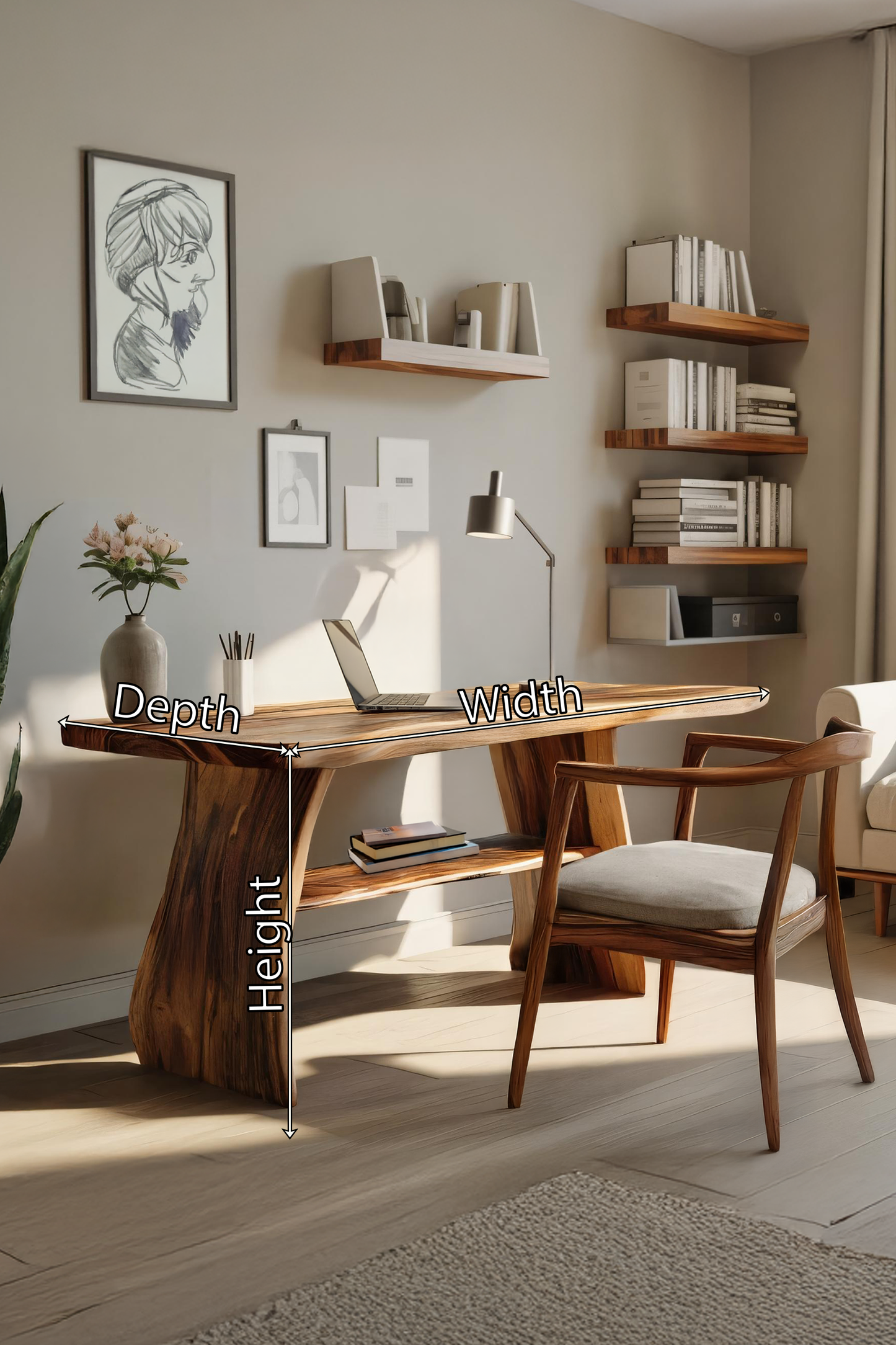 Farmhouse Live Edge Desk For Creative Studio And Office