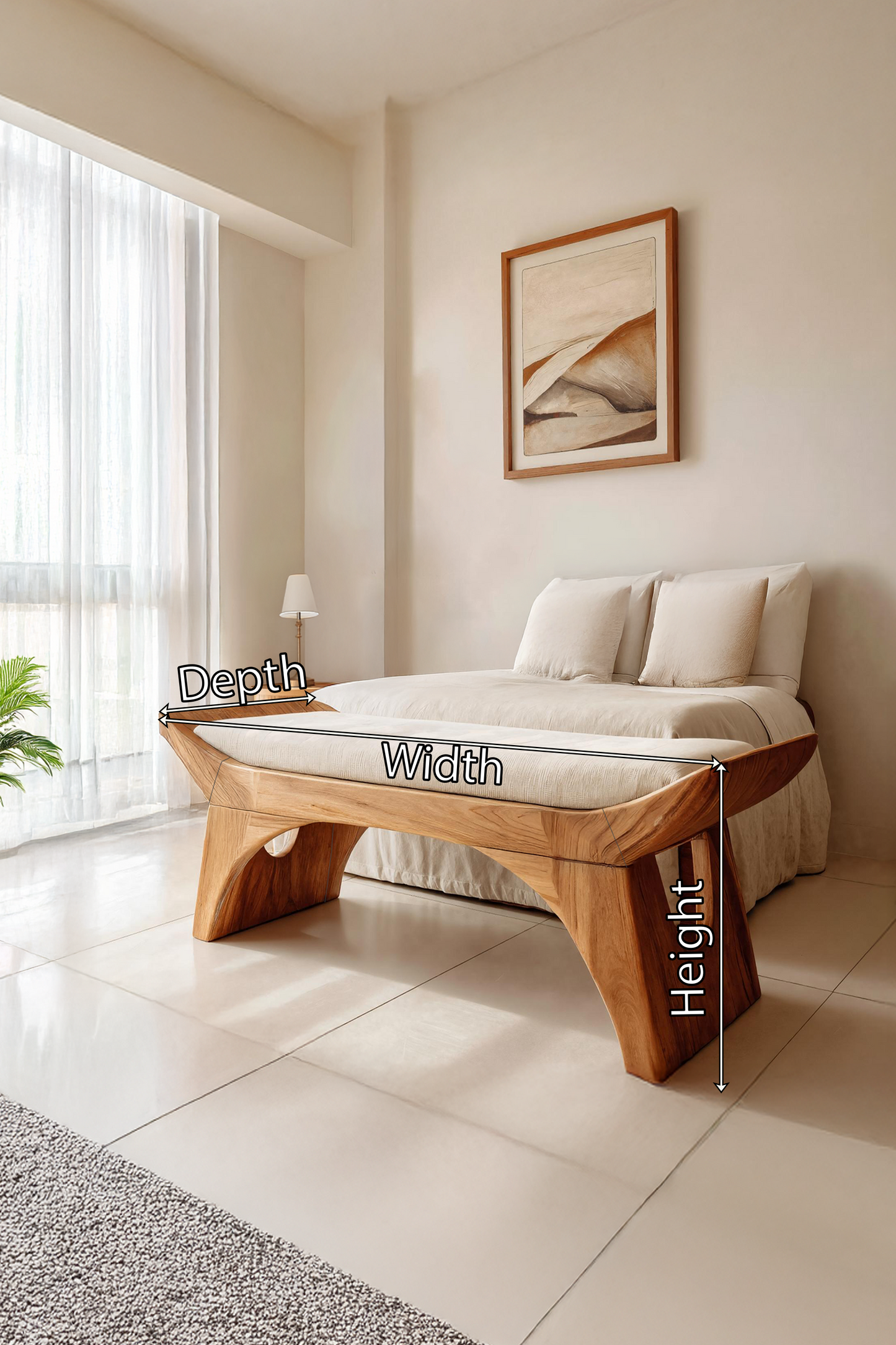 Farmhouse Wooden Bench With Shelf For Bedroom Setup