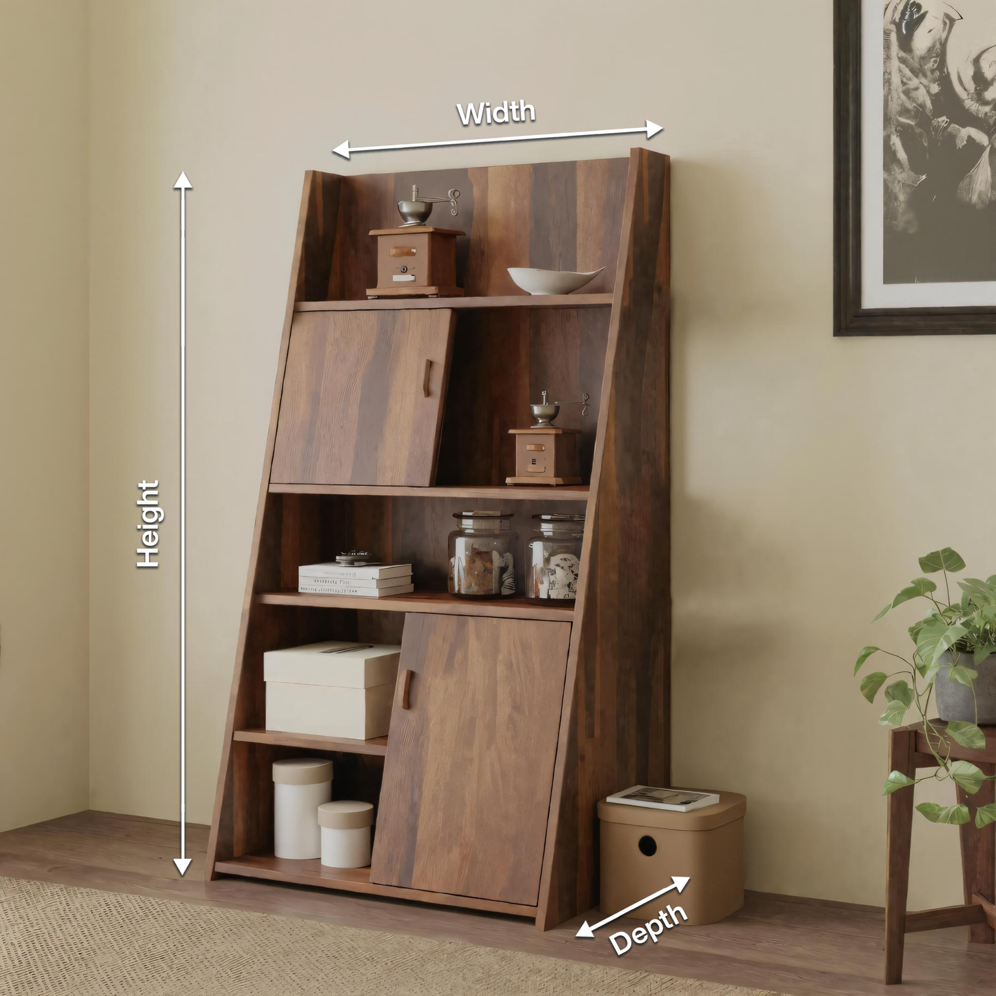 Modern Slanted Cabinet With Sliding Doors For Kitchen Entryway And Living Room