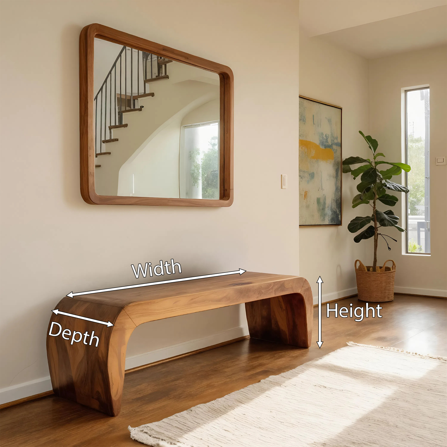 Contemporary Bench With Curved Design For Entryway