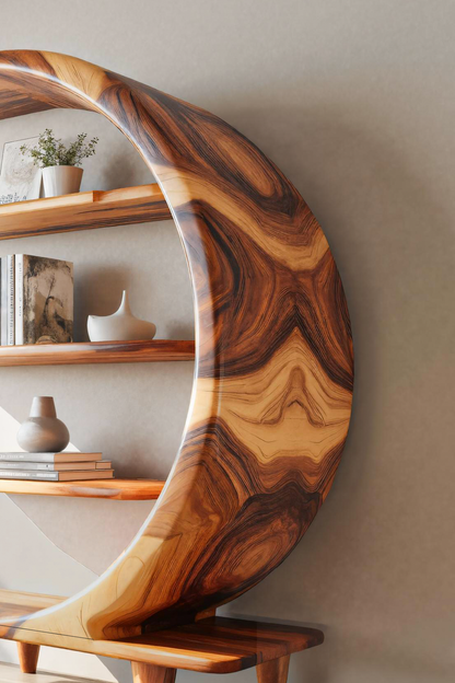 Modern Crescent Moon Bookshelf For Living Room Or Office