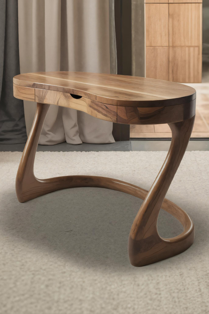 Modern Sculpted Desk With Drawers For Minimalist Home Office