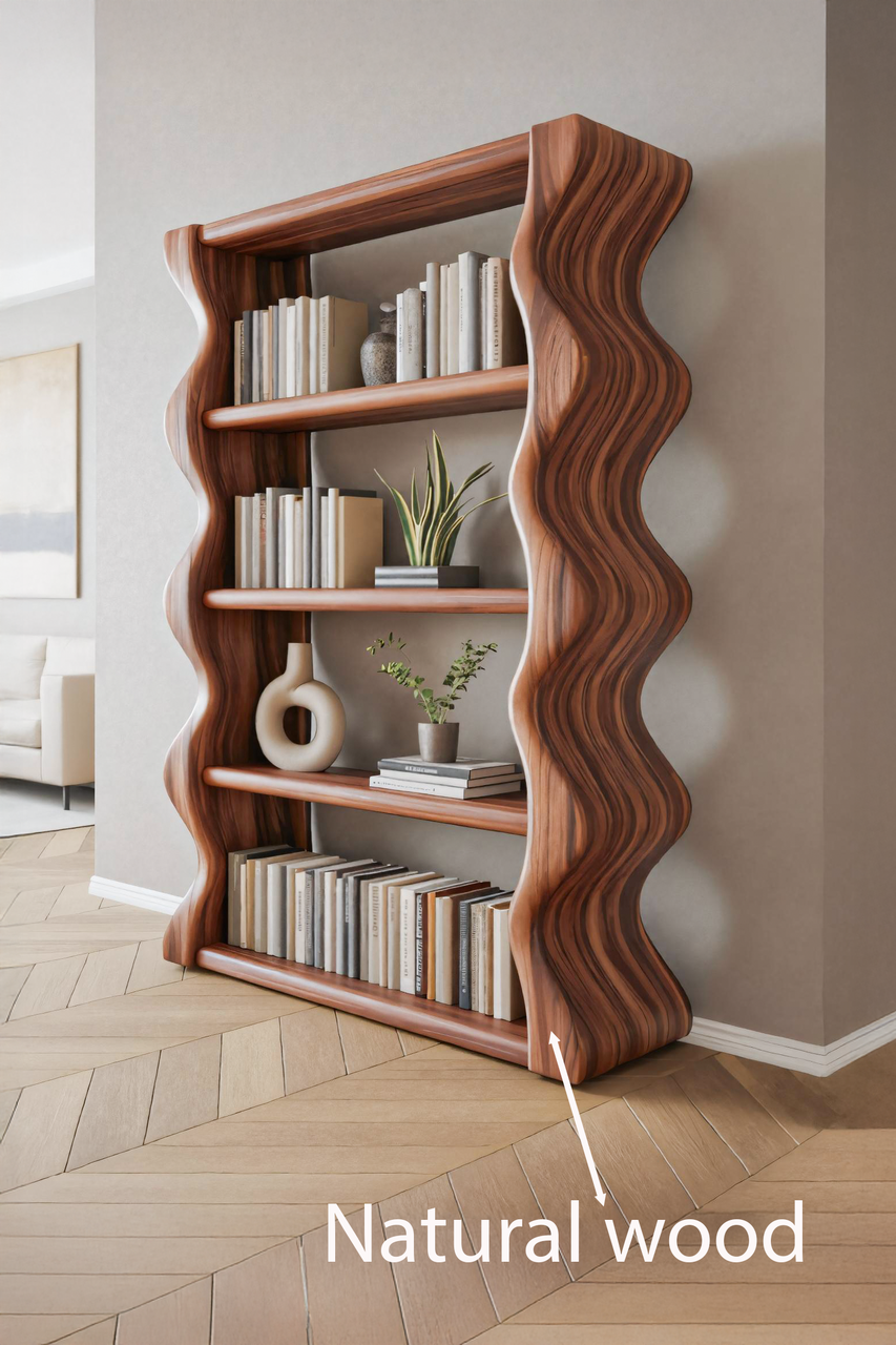 Modern Wave Bookshelf For Living Room Or Office