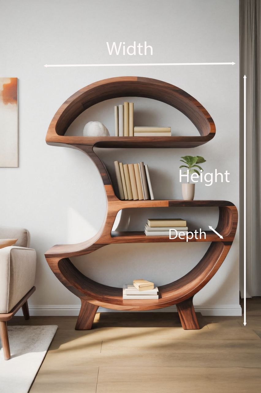 Modern Organic Bookshelf For Living Room Or Office