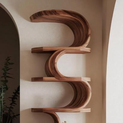 Modern Curved Bookshelf For Living Room Or Office Storage