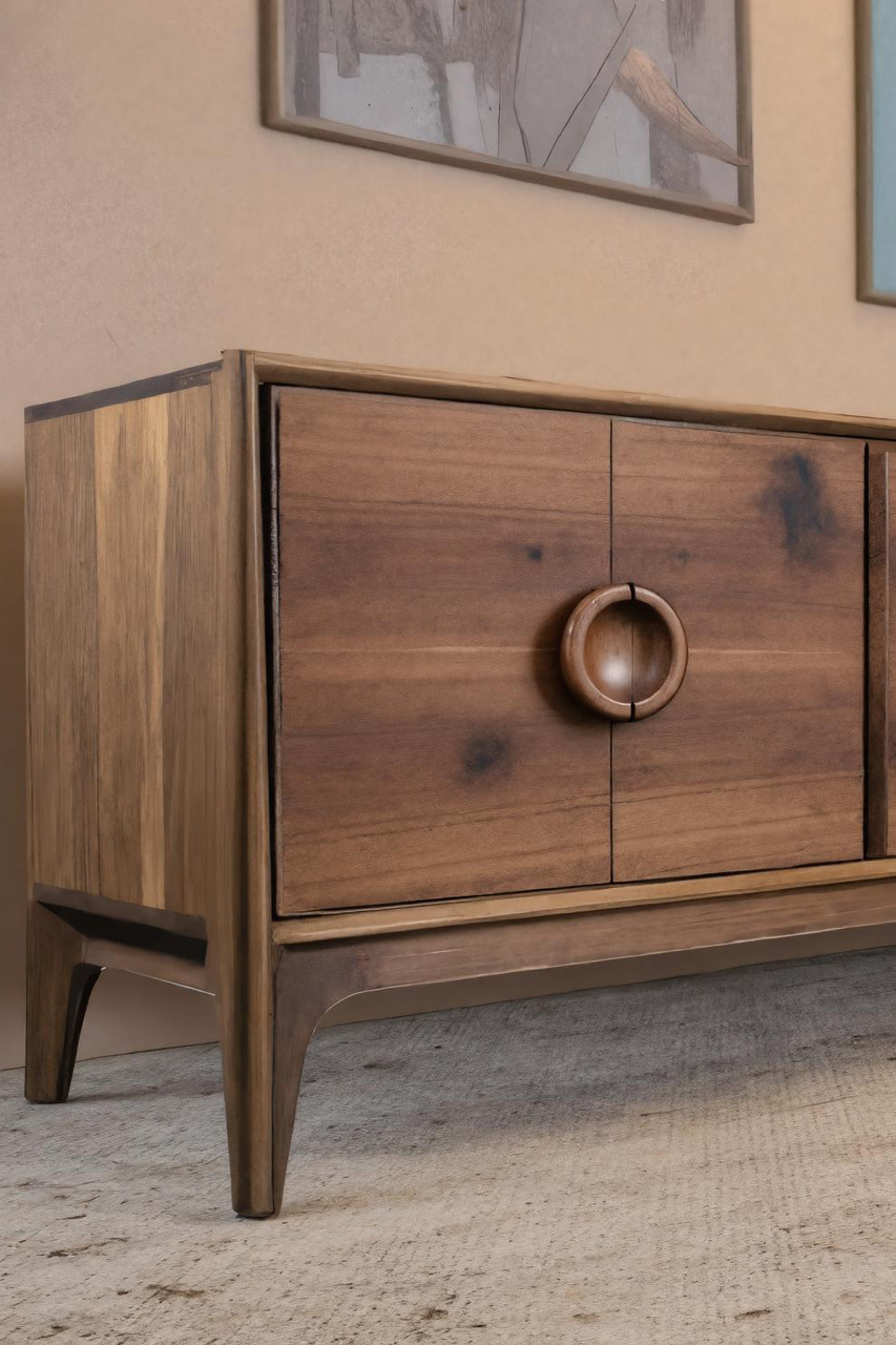 Mid Century Circular Sideboard For Living Room