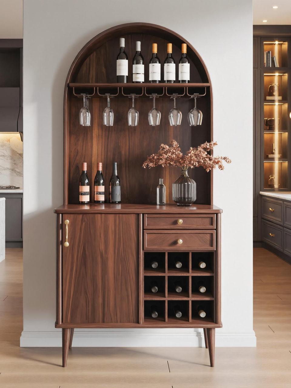 Classic Wine Cabinet With Storage For Dining Room