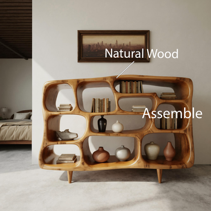 Modern Organic Bookshelf With Open Shelves For Living Room Or Office