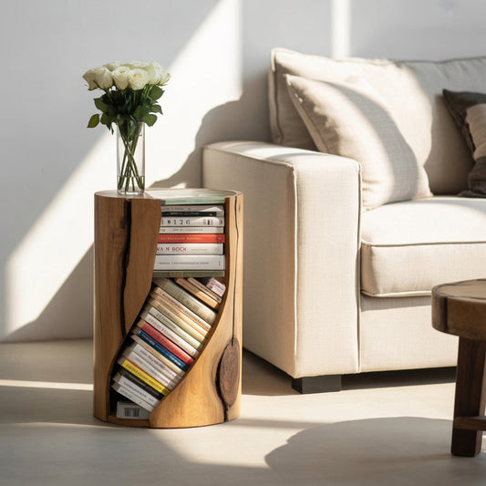 Modern Organic Bookcase With Accent Design For Living Room
