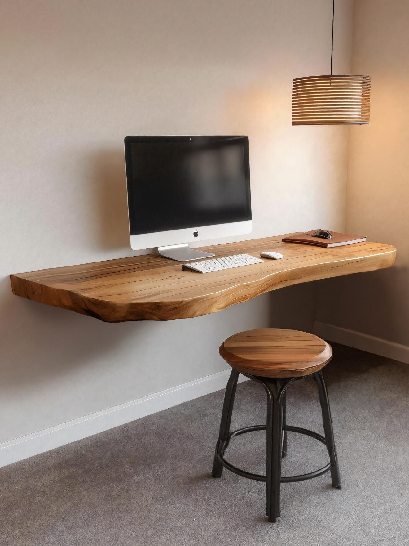 Modern Live Edge Floating Desk For Home Office