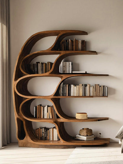 Modern Sculptural Bookshelf For Bedroom Or Living Room