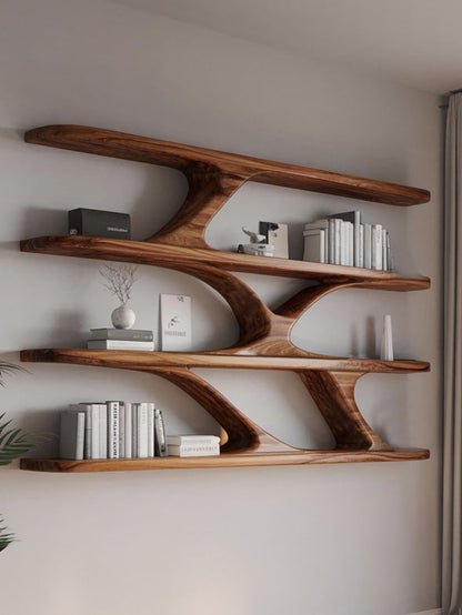 Modern Sculptural Wall Mounted Bookshelf For Bedroom