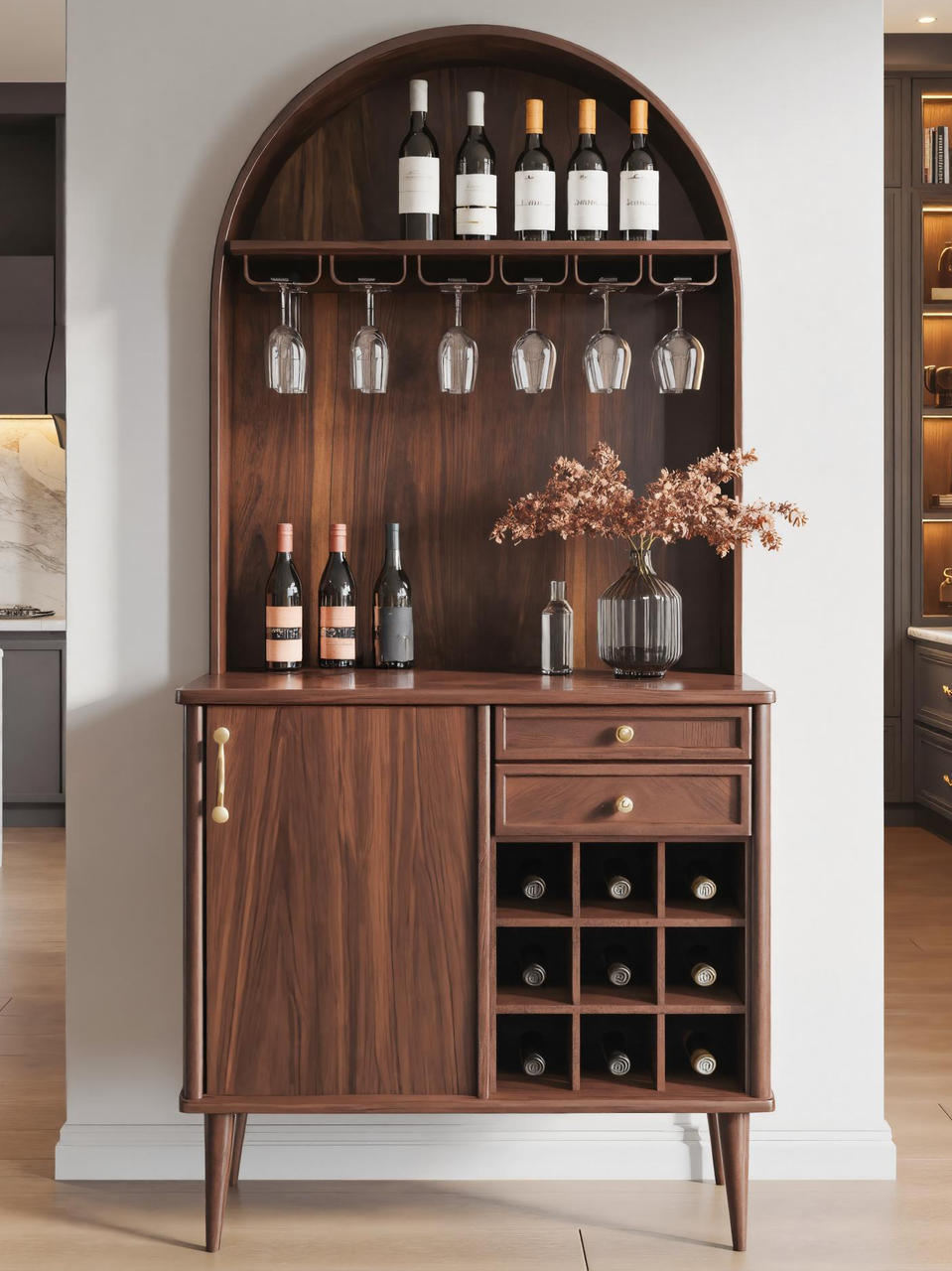 Classic Wine Cabinet With Storage For Dining Room