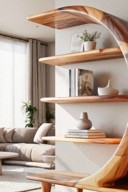 Modern Crescent Moon Bookshelf For Living Room Or Office