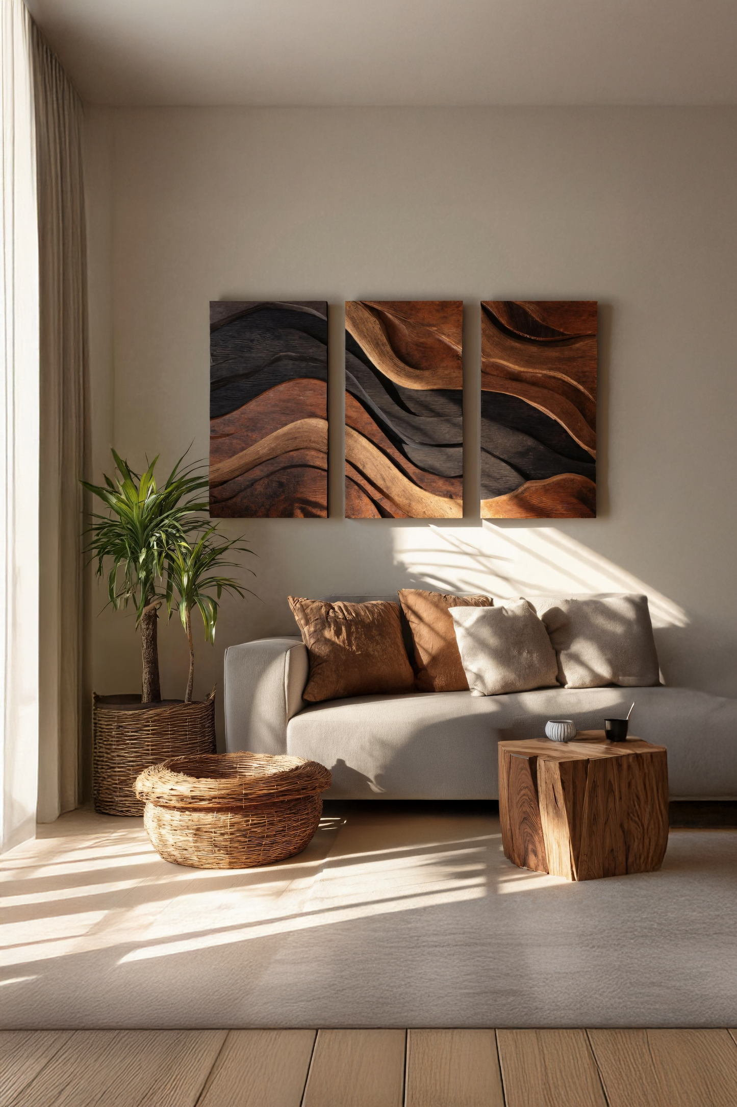 Handcrafted Rectangle Solid Wood Wall Art For Living Room