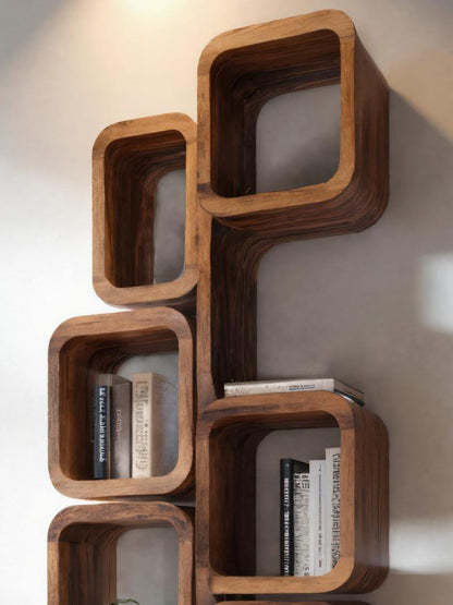 Modern Wall Mounted Bookshelf With Square Design For Living Room