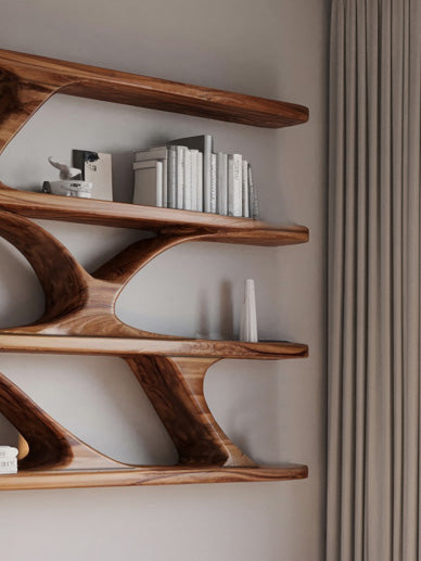 Modern Sculptural Wall Mounted Bookshelf For Bedroom
