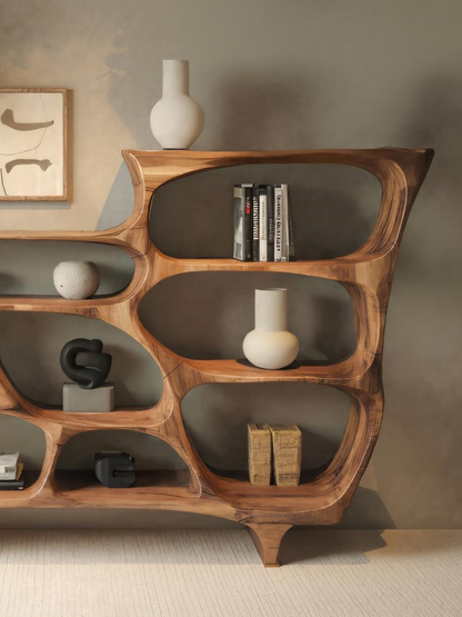 Contemporary Organic Bookshelf With Open Shelves For Living Room Or Office