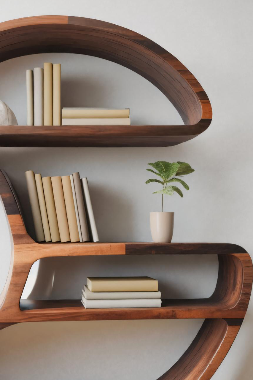 Modern Organic Bookshelf For Living Room Or Office