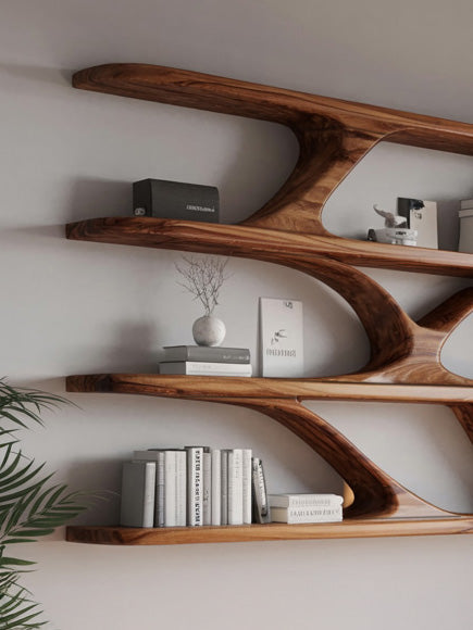 Modern Sculptural Wall Mounted Bookshelf For Bedroom