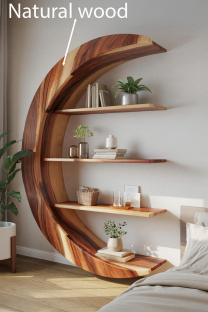 Modern Floating Moon Bookshelf For Living Room Or Bedroom