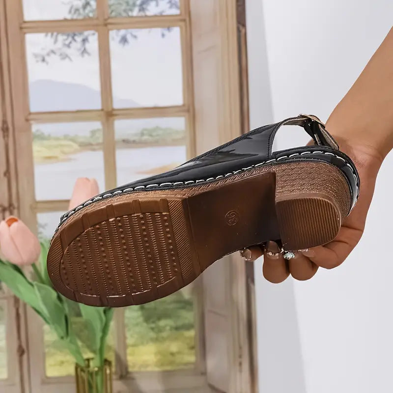 LuxeGloss Croco Buckle Sandals