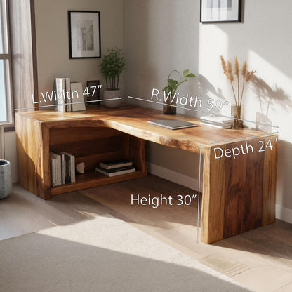 Modern Live Edge L Shaped Desk For Home Office