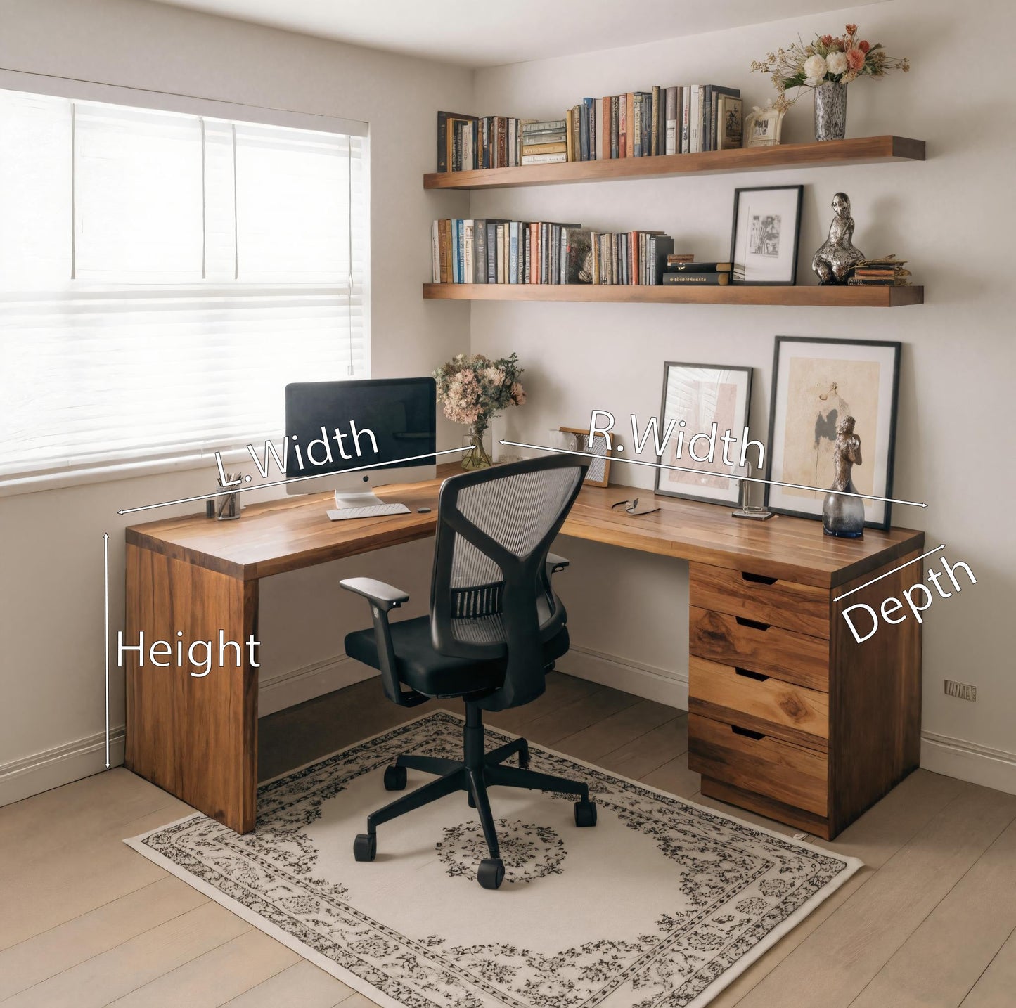 Contemporary L Shaped Desk With Drawers For Home Office