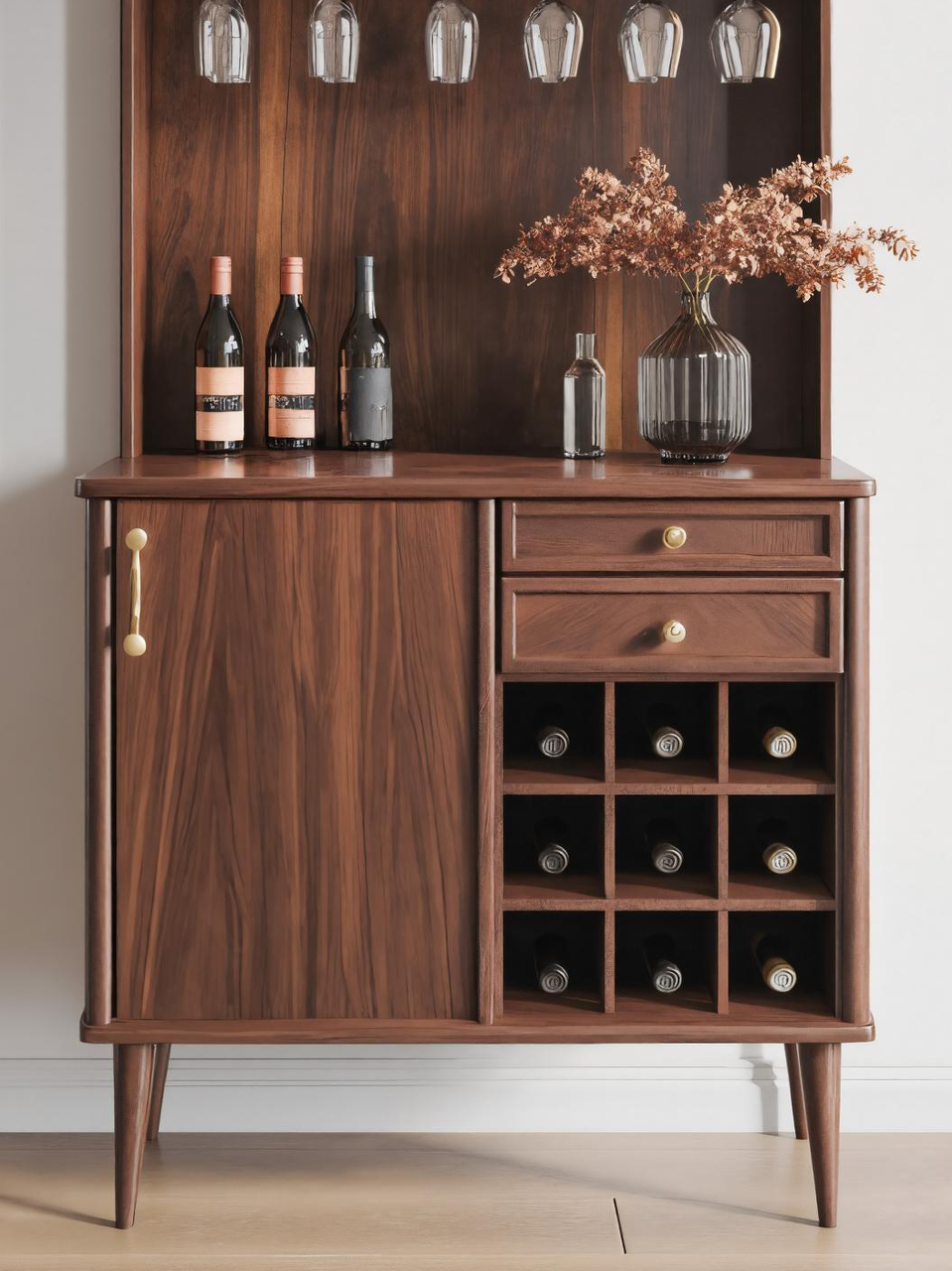 Classic Wine Cabinet With Storage For Dining Room