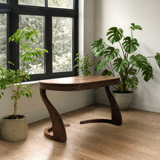 Artistic Office Desk With Curved Handcrafted Legs For Creative Workspace