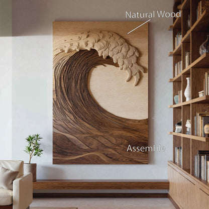 Vertical Sculptural Wave Wall Art For Living Room