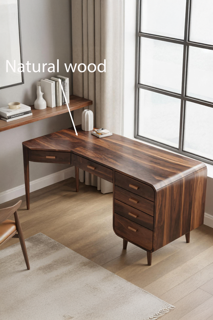 Sculptural Curved Desk With Storage For Home Or Office