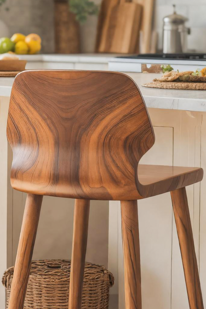 Contemporary Curved Bar Stools With Smooth Backrest For Dining