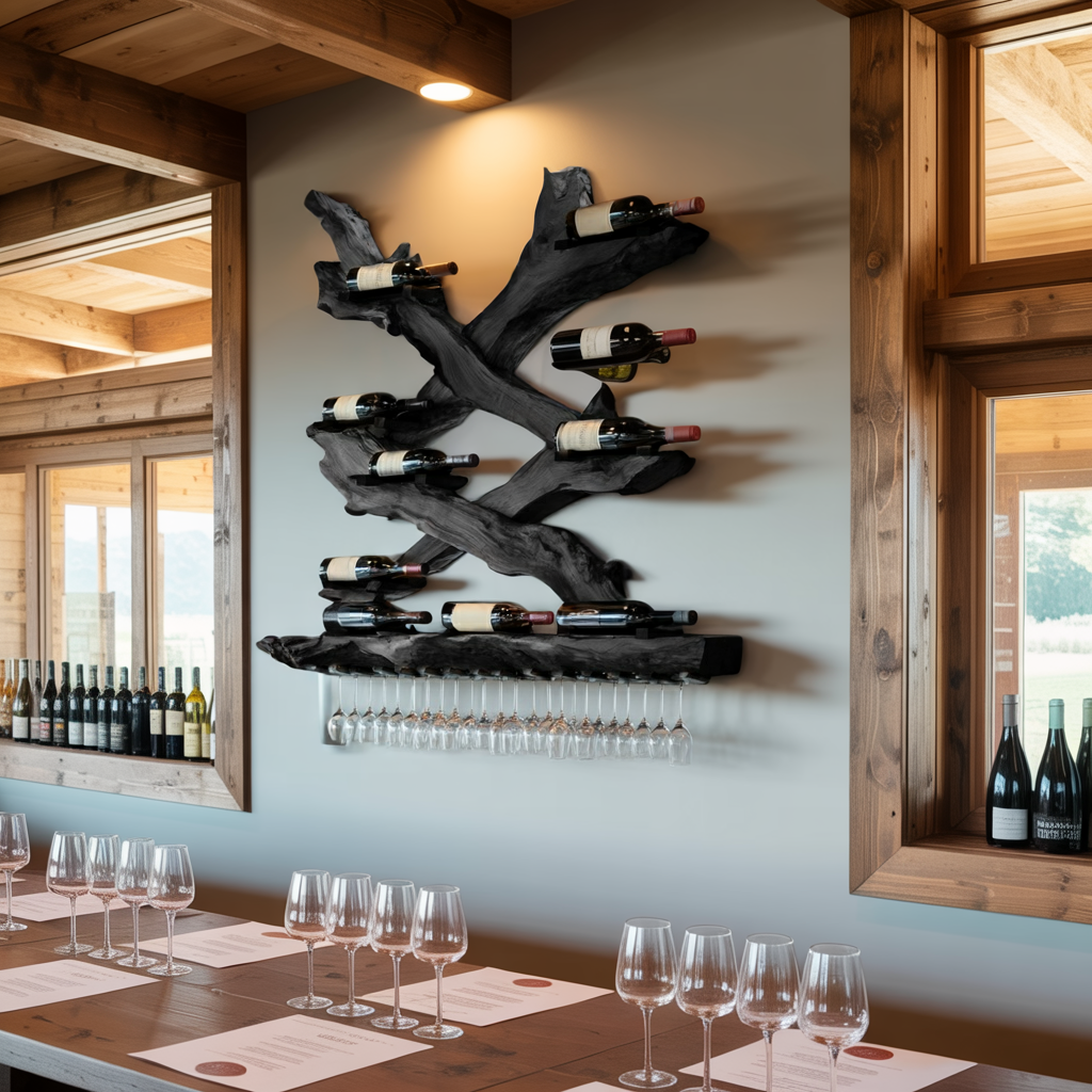 Mid Century Wine Rack For Living Room Bottle Display