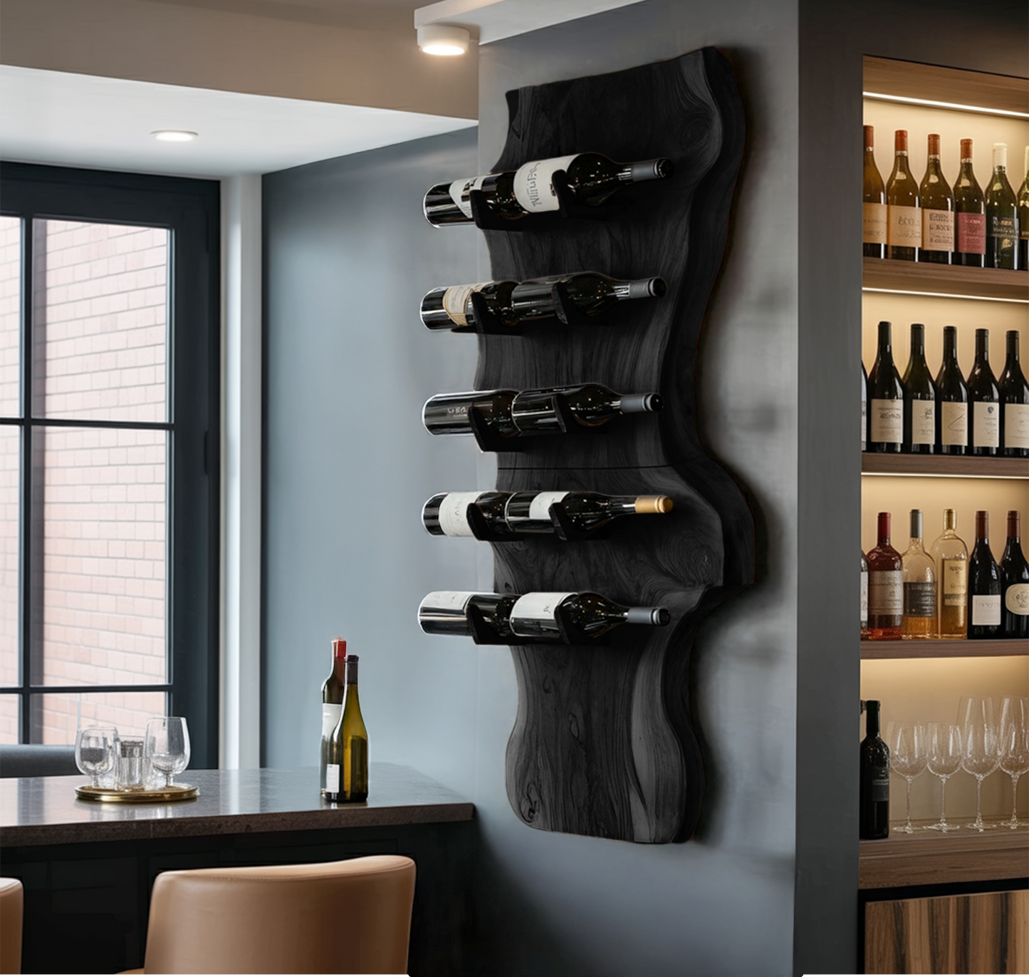 Modern Solid Wood Wine Rack For Living Room And Bar Display