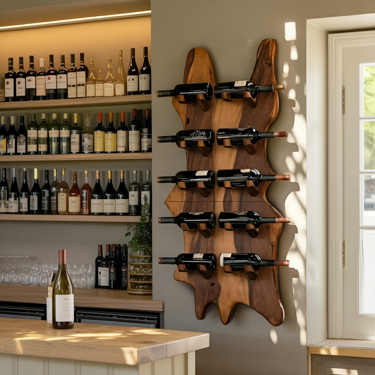 Modern Solid Wood Wine Rack For Bar Decor And Home Display