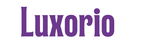Purple 'Luxorio' logo on a white background