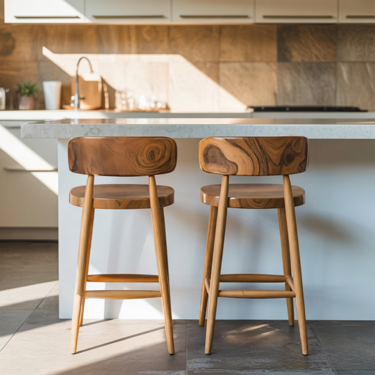 Mid Century Bar Stools With Backrest For Kitchen Or Dining Room