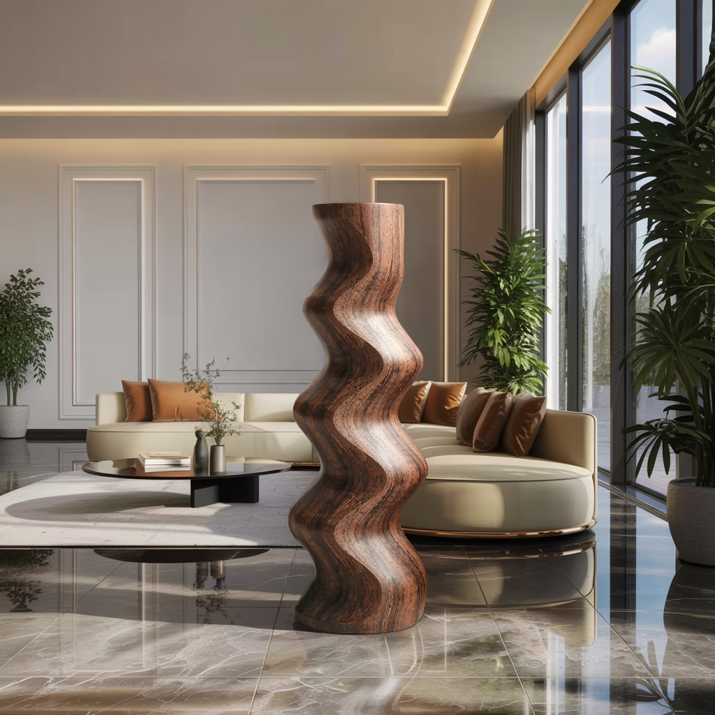 Mid Century Abstract Wood Sculpture For Home Decor