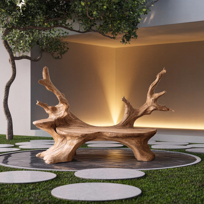 Mid Century Live Edge Bench For Elegant Living Room Accents