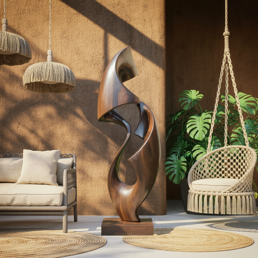 Rustic Abstract Sculpture For Office Decor