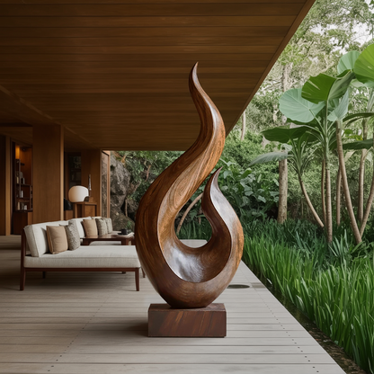 Handcrafted Abstract Wood Statue For Home Accent