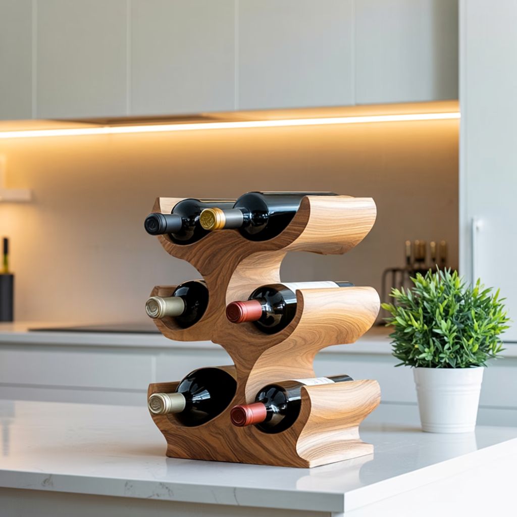 Farmhouse Wine Rack For Kitchen Storage Organization