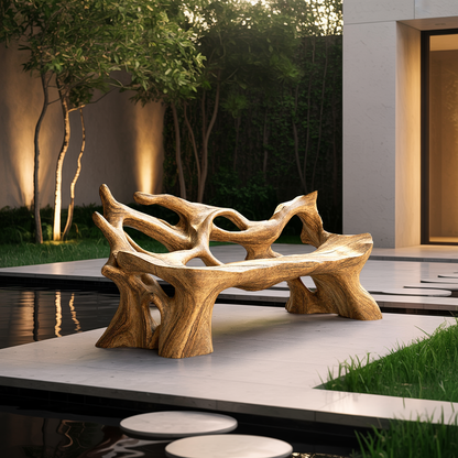 Farmhouse Wooden Bench For Weather Resistant Patio Decor